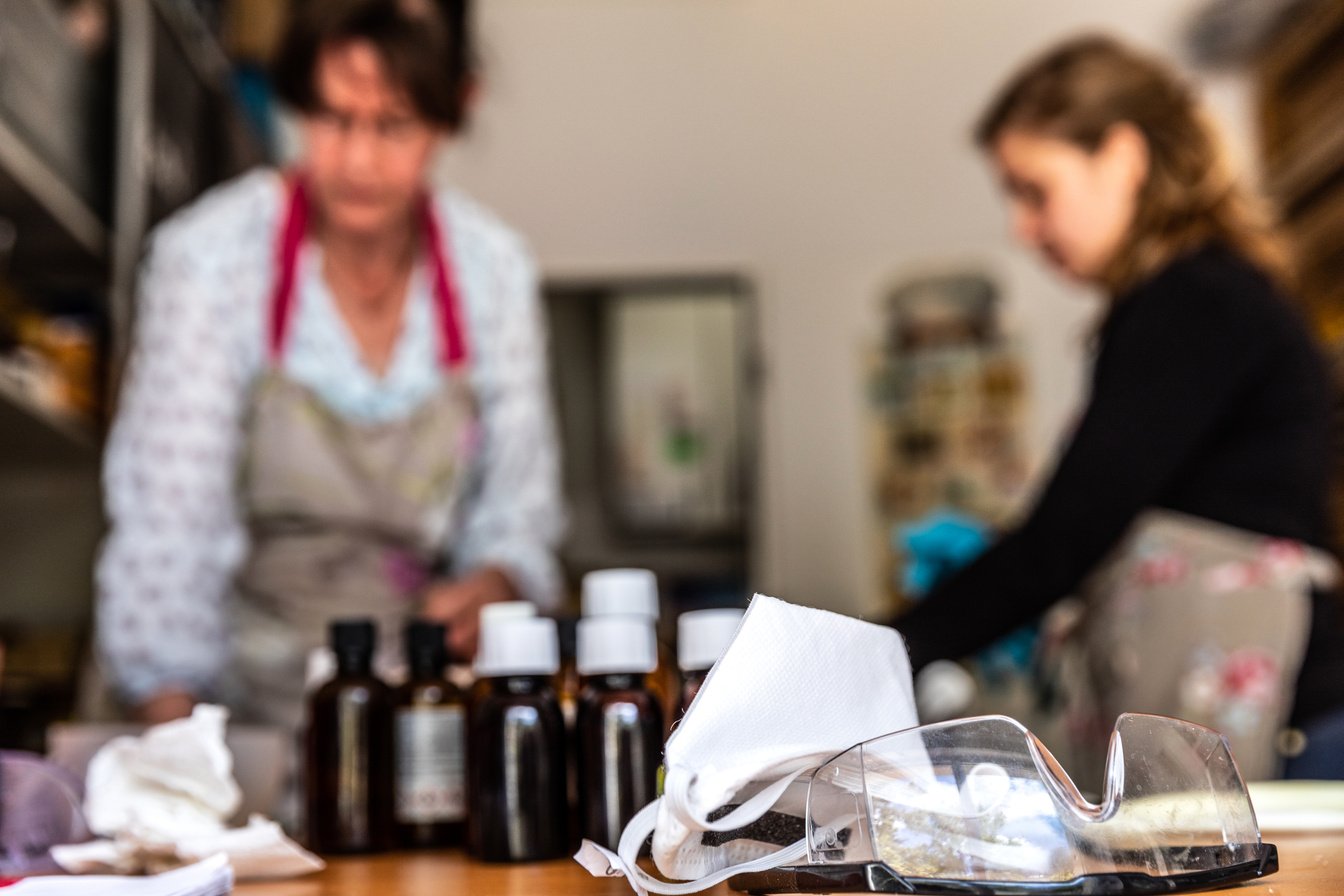 Handmade soap making workshop in a studio